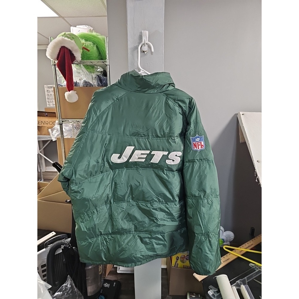 New York Jets NFL Pro Line Puffer Coat Green Down Filled Jacket Men's Size 2XL
